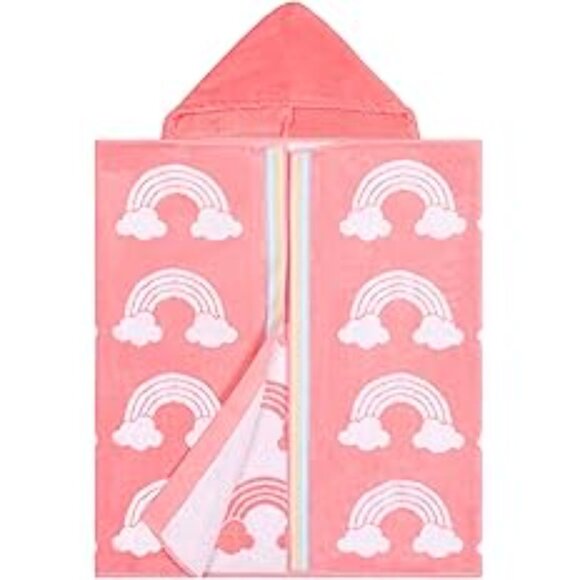 Caro Home Kids Bath & Beach Hooded Towel, Pink Rainbow, NWT - Picture 1 of 2